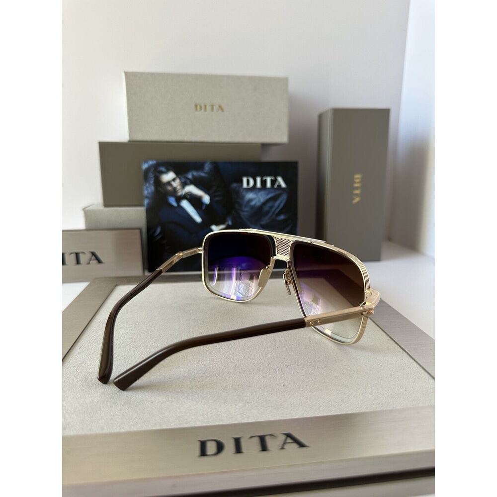 MACH-FIVE DRX-2087-I GLD BRN BRUSHED WHITE GOLD-BROWN GRADIENT SUNGLASSES - Picture 9 of 10